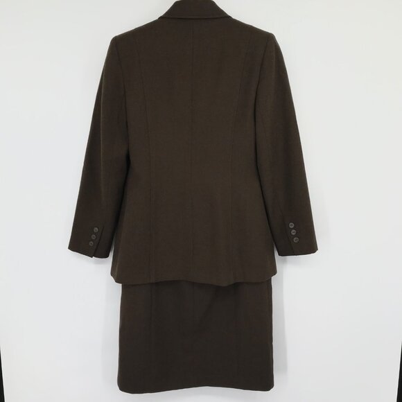 Harve Benard Women's Wool Skirt Suit Set Brown blazer jacket Size 10  40M - Picture 6 of 10